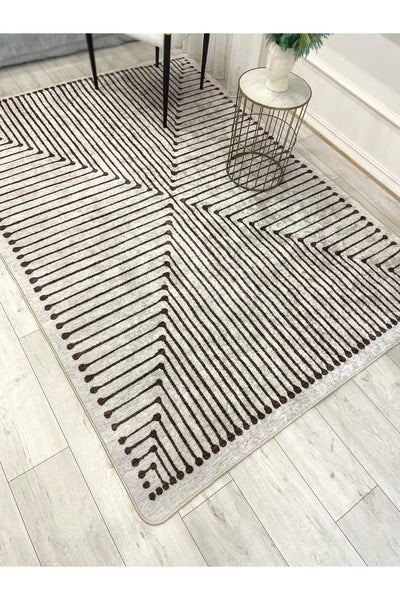 Terracotta Color Chenille-Look Design Runner Kitchen Rug