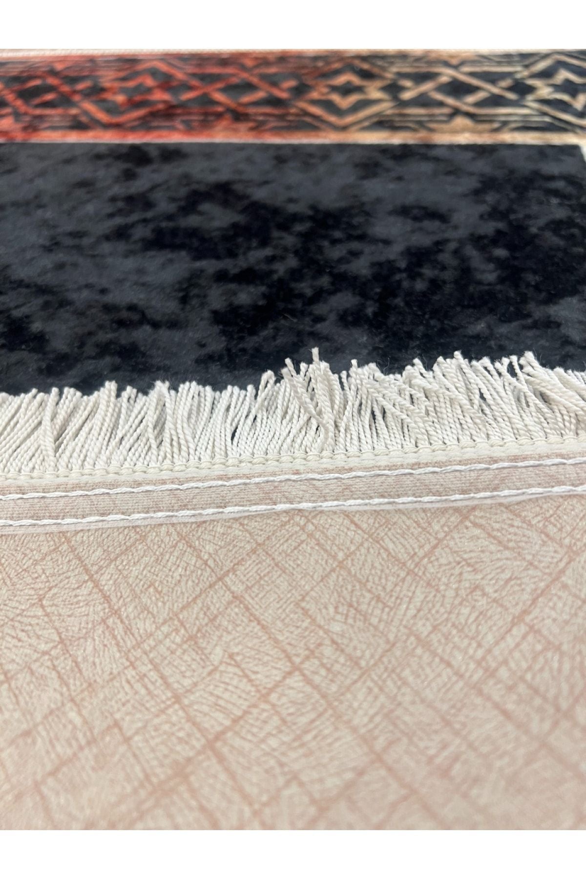 Seccade Saçaklı (lateks Taban) 75x125 Ebat - Siyah