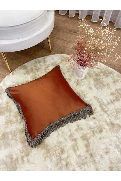 İthal Ipek (silk) Kırlent Yastık Kılıfı Kordonlu 45X45 TURUNCU