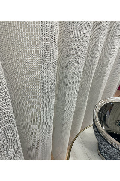 Modern Textured Knit 1/2.5 Pleat - Light Gray Sheer Curtain