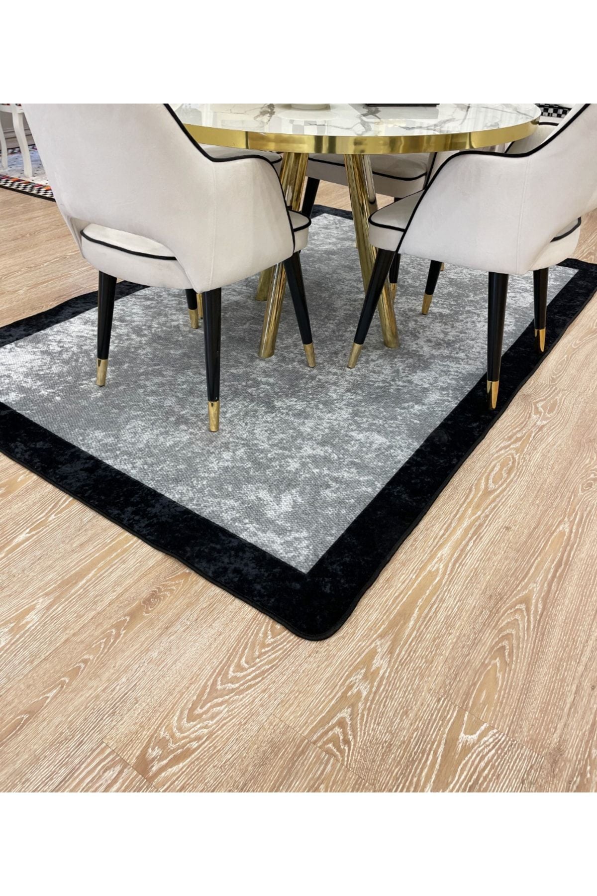 Jute-Look Washable Non-Slip Base Living Room Rug Kitchen Rug Hallway Rug - Brown - Beige