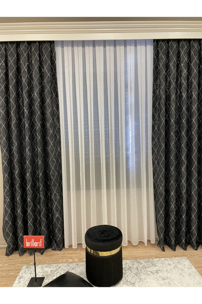 Liva Loren Model 1/2.50 Pleated Blackout Curtain Khaki Brown