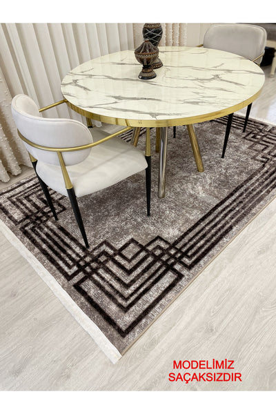 Beige - Brown Vintage Look Latex Non-Slip Base Rug