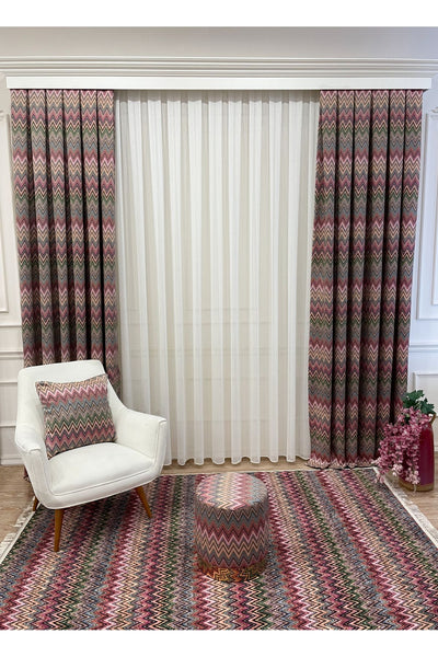 Zigzag Patterned 1/3 Pleated Blackout Curtain