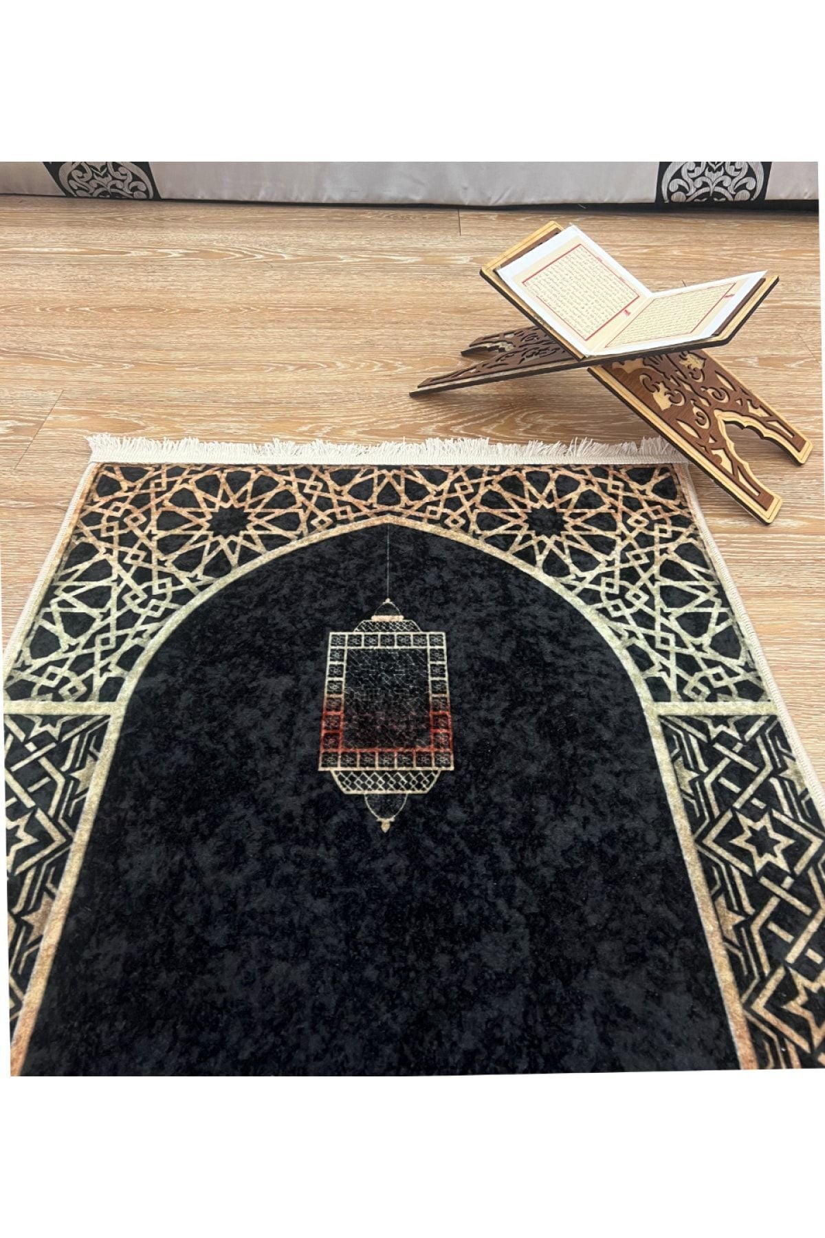 Seccade Saçaklı (lateks Taban) 75x125 Ebat - Siyah