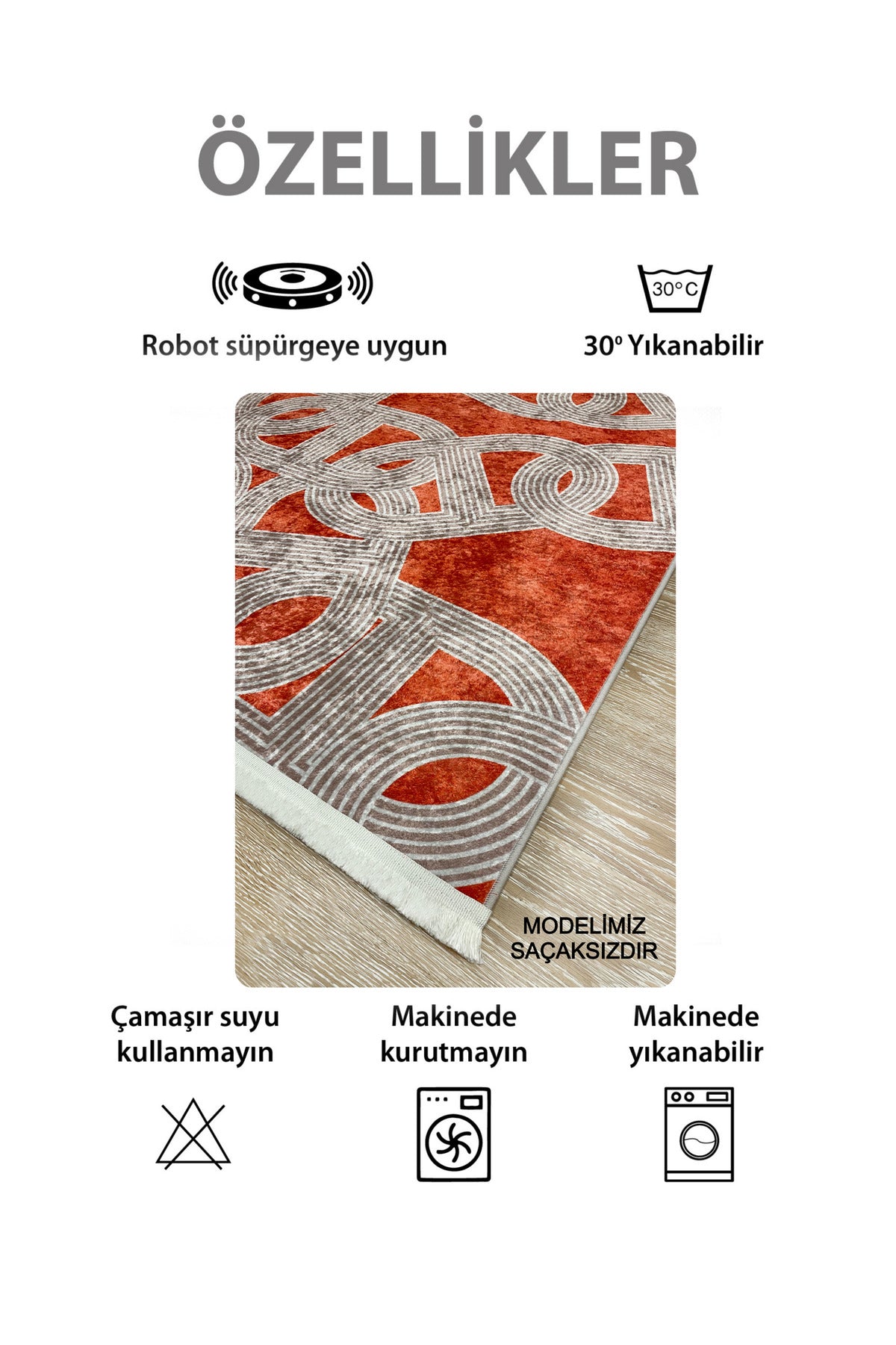 Hook Pattern Modern Design Latex-Backed Rug