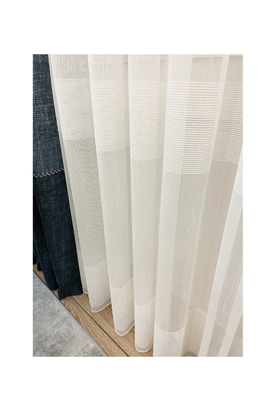Modern 3 Sıra Bantlı 1/2,5 Pile - Ekru - Krem Tül Perde