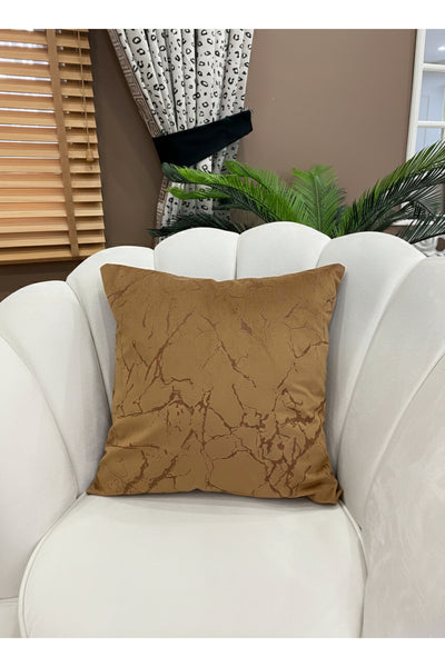 Set of 2 Velvet Throw Pillow Covers Ecru-Silver Foil (45X45)