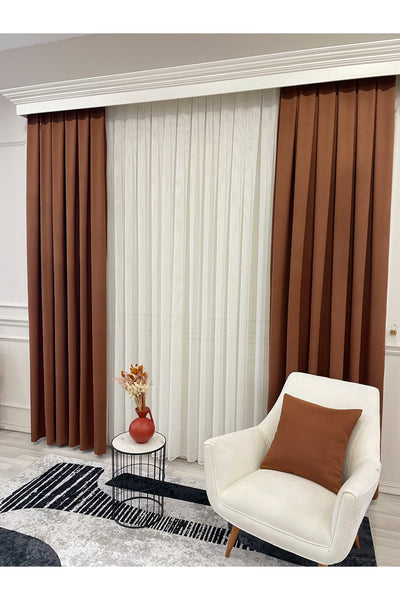 CAMEL Color 1/3 DENSE PLEAT Honeycomb Weave Soft Panama Blackout Curtain