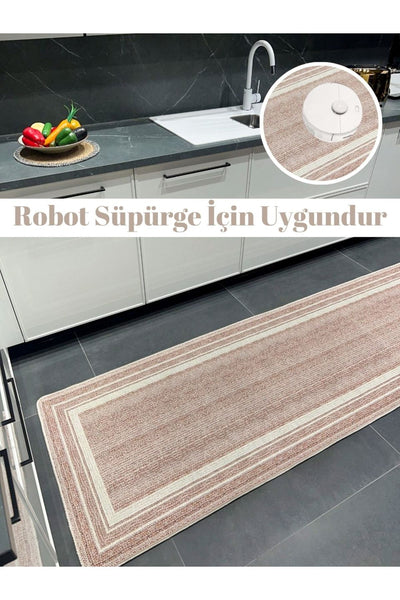Jute-Pattern Kitchen Rug, Woven-Base Flat Rug