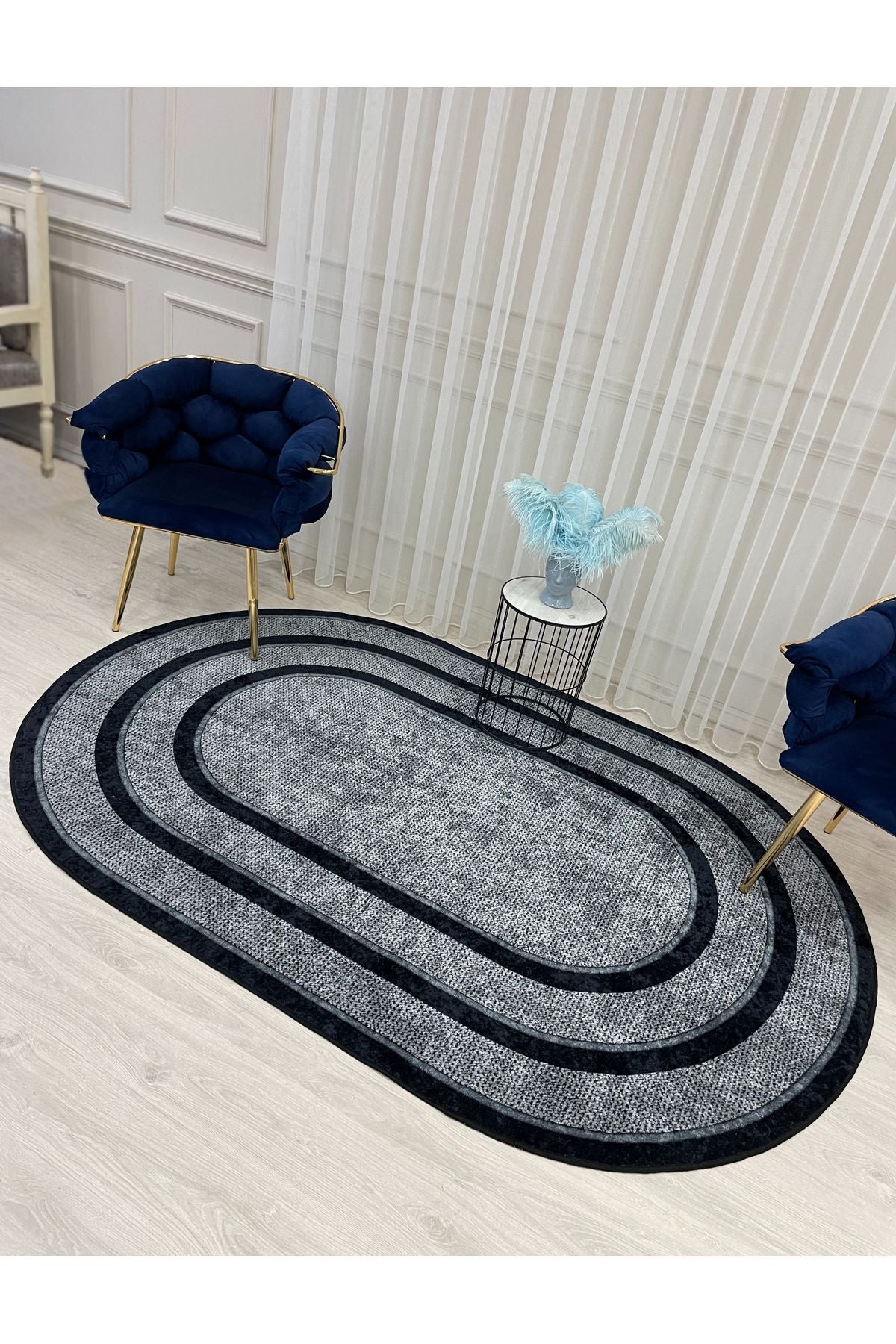 Jute Sisal Bordered Look Decorative Rug - Brown - Black