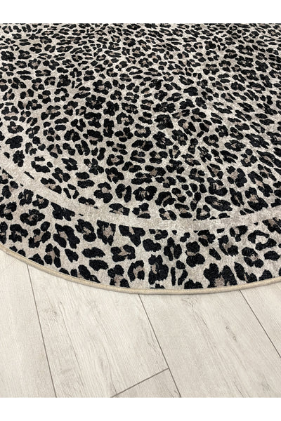Leopard Pattern Oval Latex Leather Rug