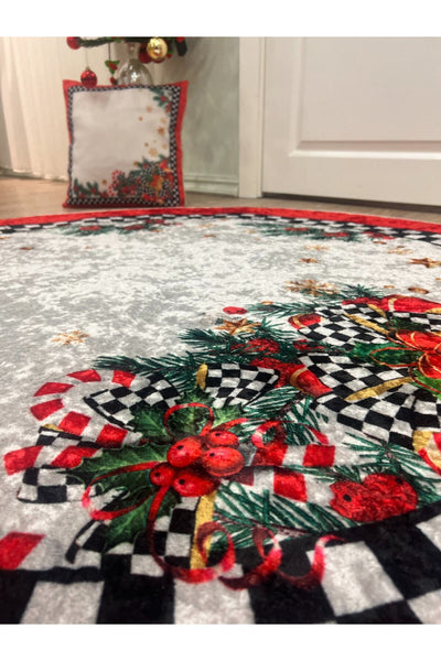 Christmas-Themed Red Christmas Tree Skirt Rug