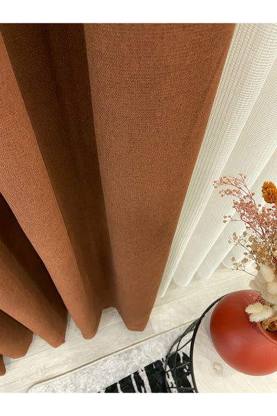 CAMEL Color 1/3 DENSE PLEAT Honeycomb Weave Soft Panama Blackout Curtain