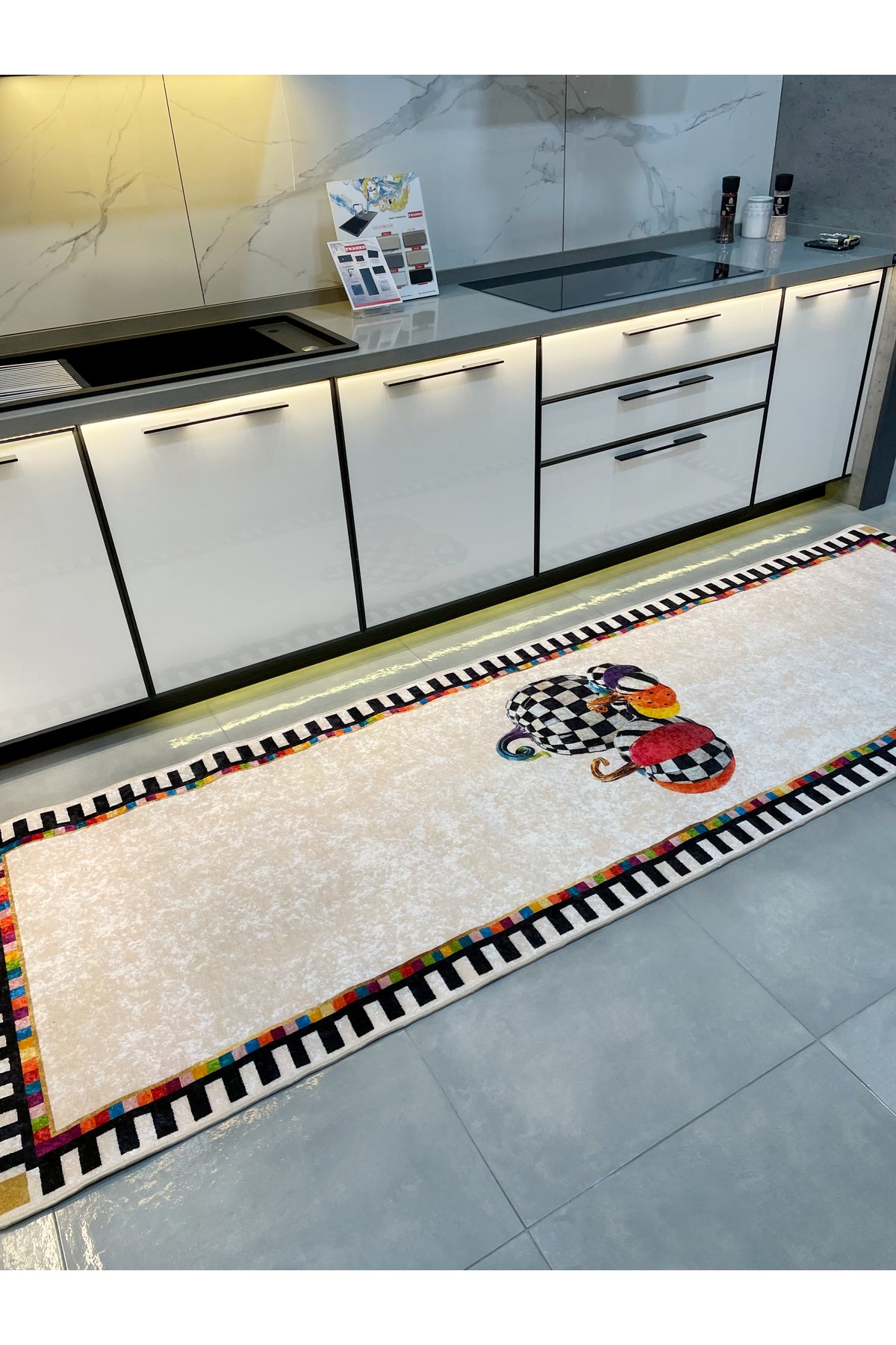 Pumpkin Patterned Latex Base Kitchen Rug Runner