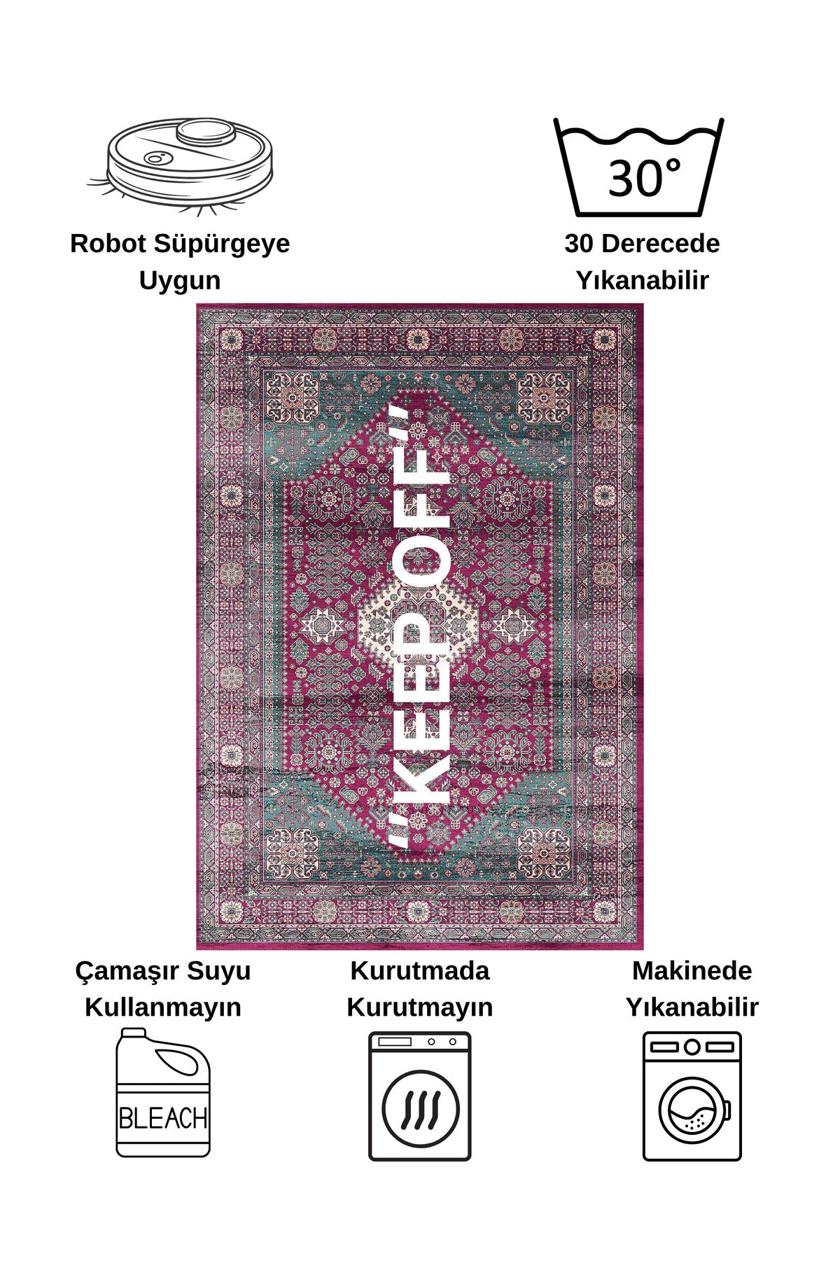 Pink Keep Off Fringed Latex Base Rug