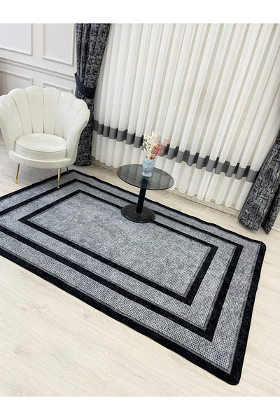 Jute Sisal Bordered Look Decorative Rug - Brown - Black