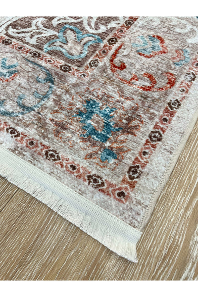 Vintage-Look Classic Salon Rug - Gray-Teal