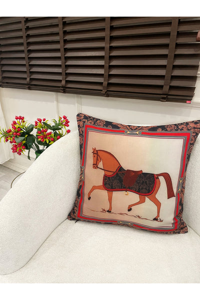 Horse Pattern Woven Fabric Cushion Cover 45x45