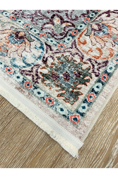 Vintage-Look Classic Salon Rug - Gray-Teal