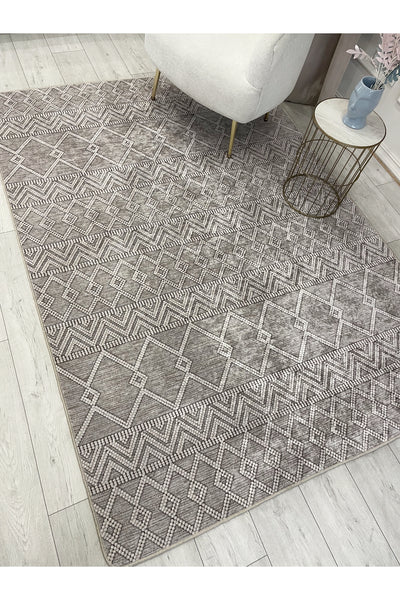 Gray Black Scandinavian Style Kilim Pattern Runner Latex Rug