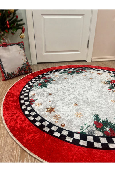Christmas-Themed Red Christmas Tree Skirt Rug