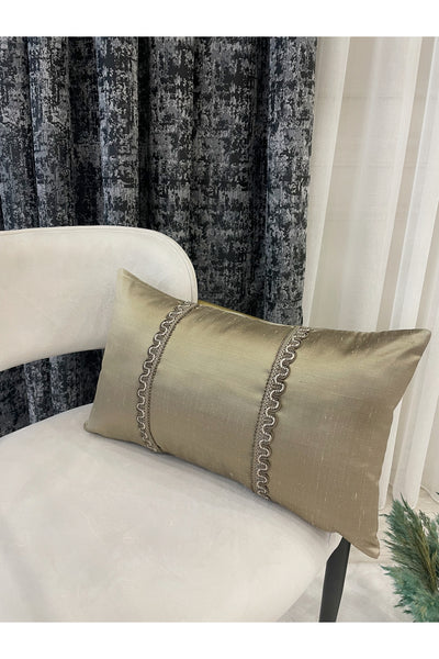 Imported Silk Cushion Pillow Cover with Cord (30x50) Oil Green