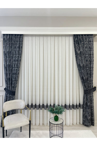 Hem-Banded Linen-Look 1/3 Dense Pleated - Ecru Sheer Curtain