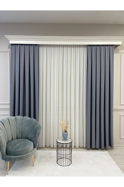 Heathered Milky Brown Linen-Look 1/3 Dense Pleated Blackout Curtain