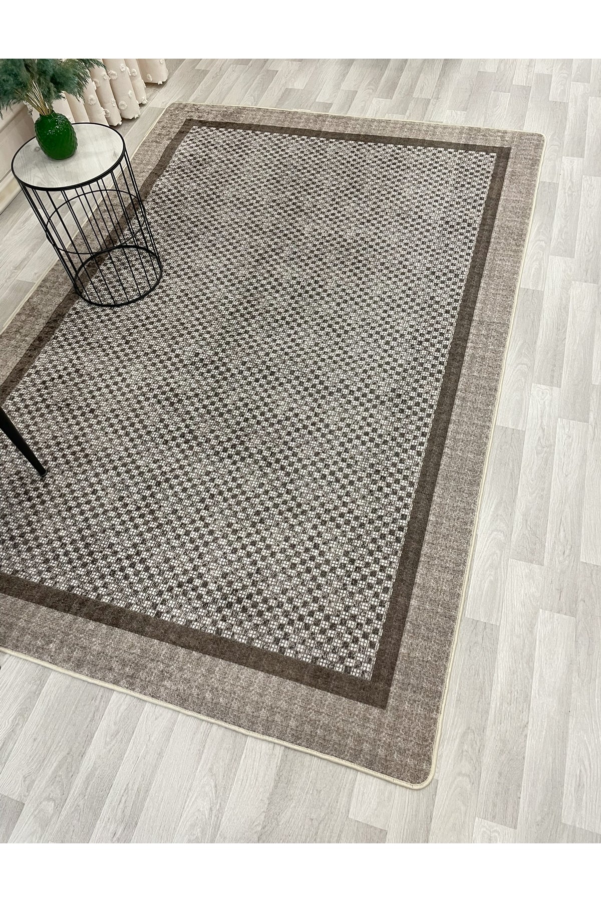GRAY Jute Sisal-Look Bordered Non-Slip Base Runner Kitchen Rug