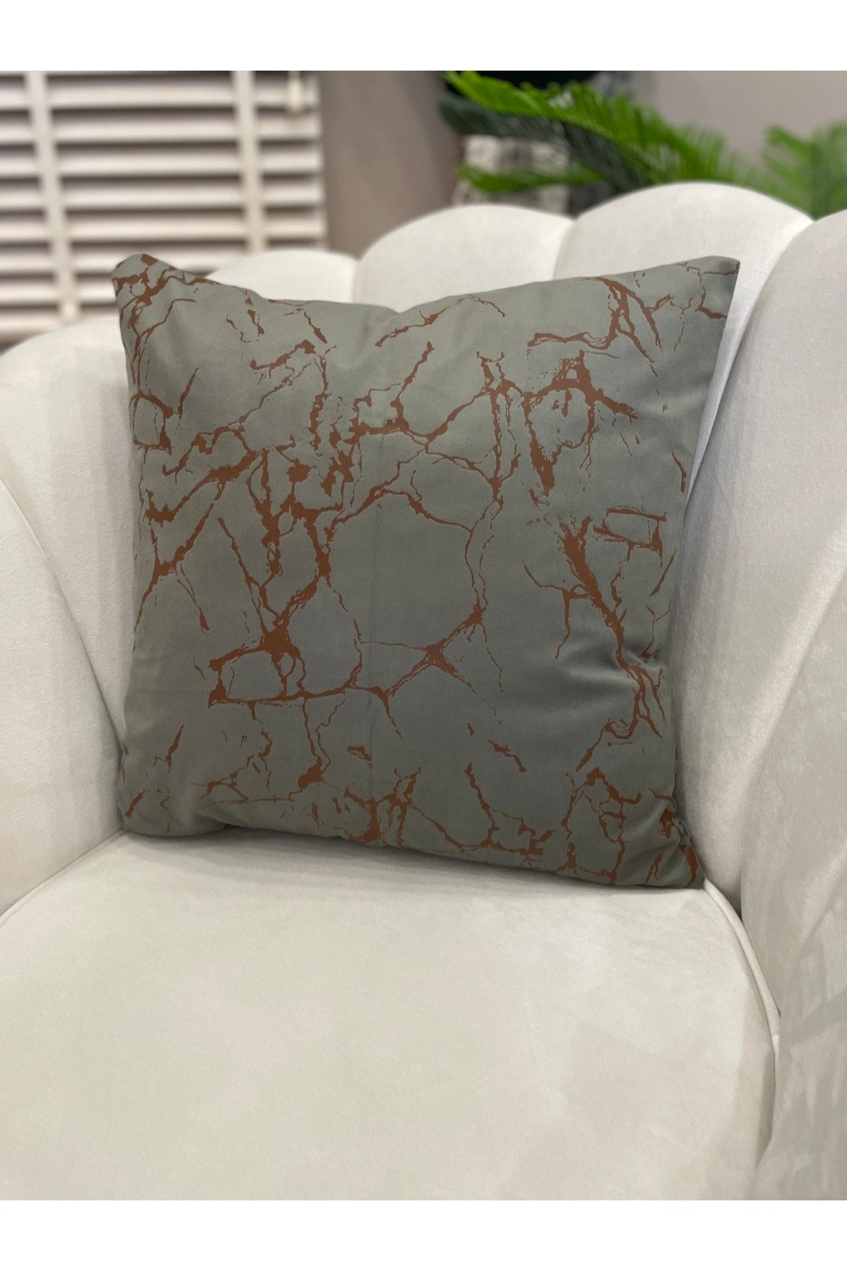 Set of 2 Velvet Throw Pillow Covers Ecru-Silver Foil (45X45)