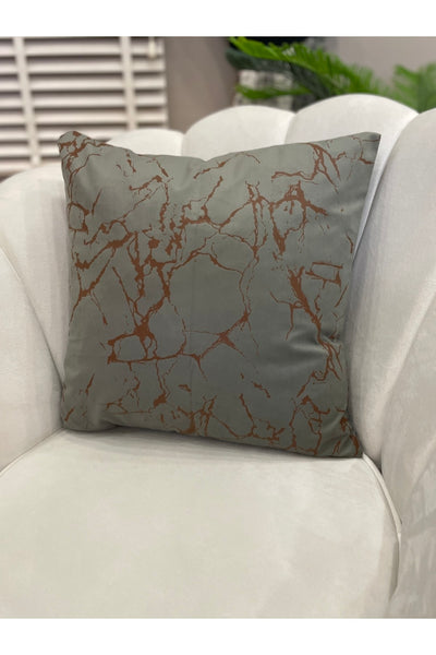 Set of 2 Velvet Throw Pillow Covers Ecru-Silver Foil (45X45)