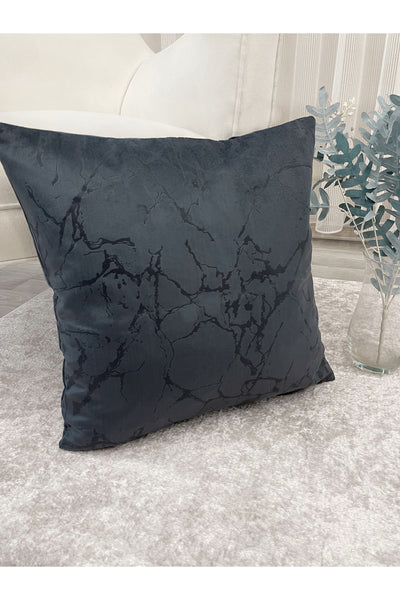 Set of 2 Velvet Throw Pillow Covers Ecru-Silver Foil (45X45)