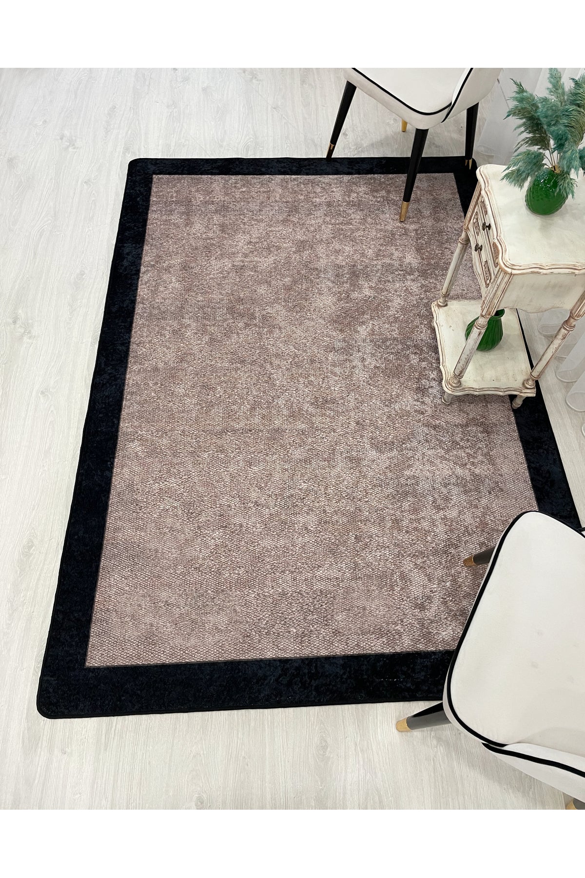 Jute-Look Washable Non-Slip Base Living Room Rug Kitchen Rug Hallway Rug - Brown - Beige