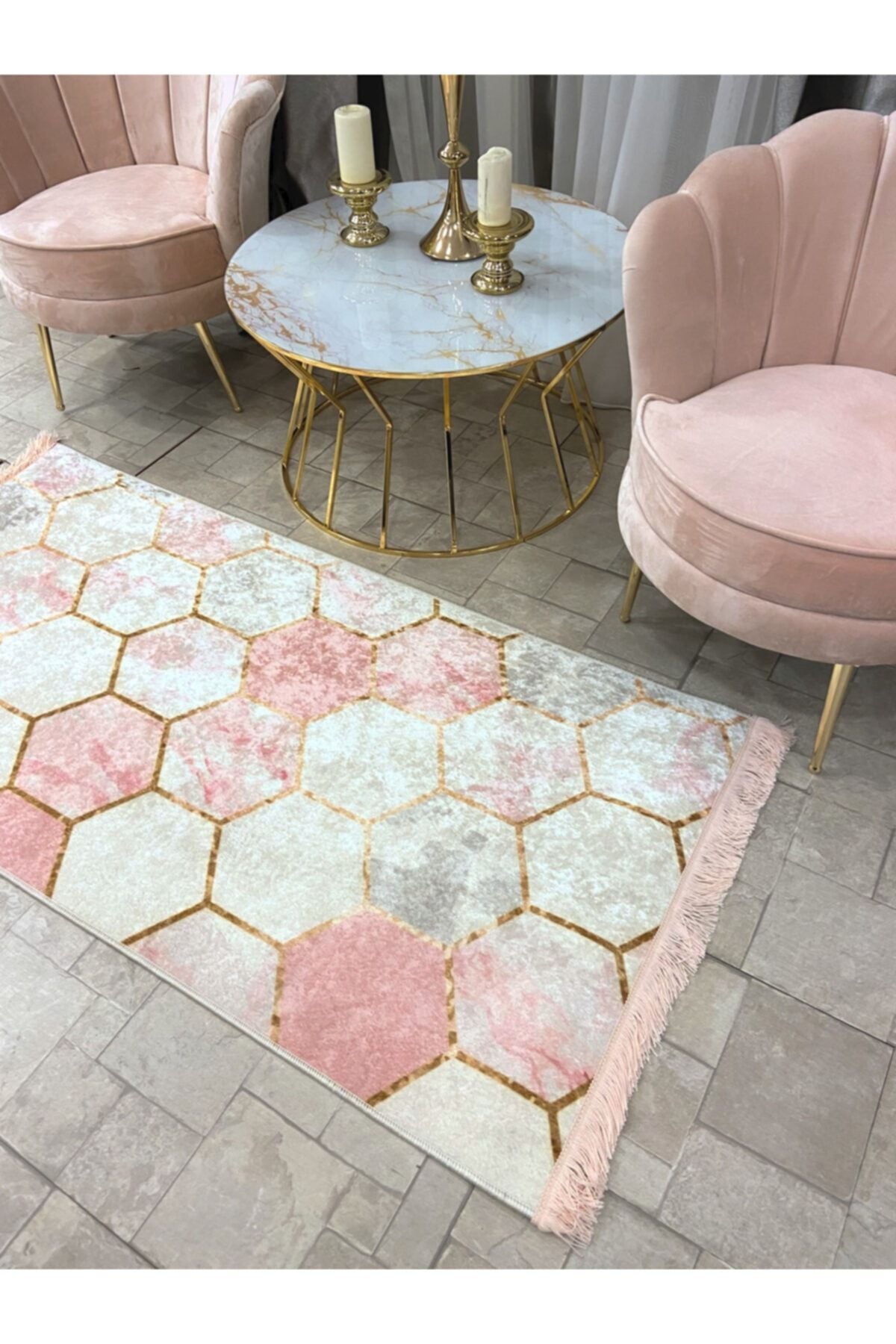 Honeycomb Pattern Latex Rug