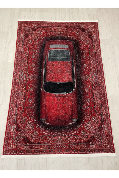 Vintage Car Pattern Latex Base Rug