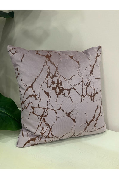 Set of 2 Velvet Throw Pillow Covers Ecru-Silver Foil (45X45)