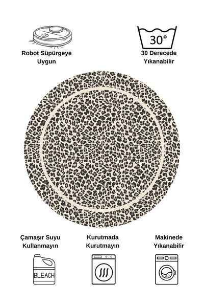 Leopard Pattern Oval Latex Leather Rug