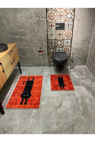 Cat Polka Dot Bathroom Mat Single Piece (Size 60x100)
