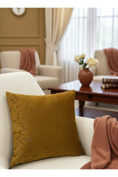 Set of 2 Velvet Throw Pillow Covers Ecru-Silver Foil (45X45)