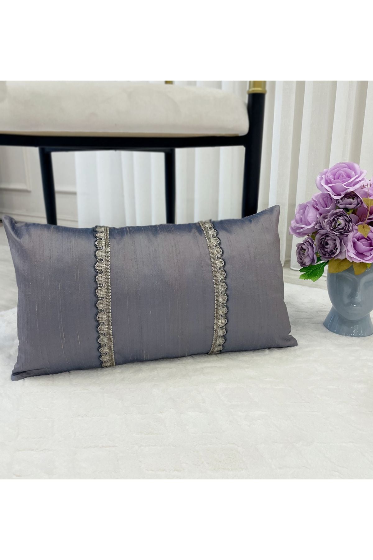 Imported Silk Cushion Pillow Cover with Cord (30x50) Oil Green