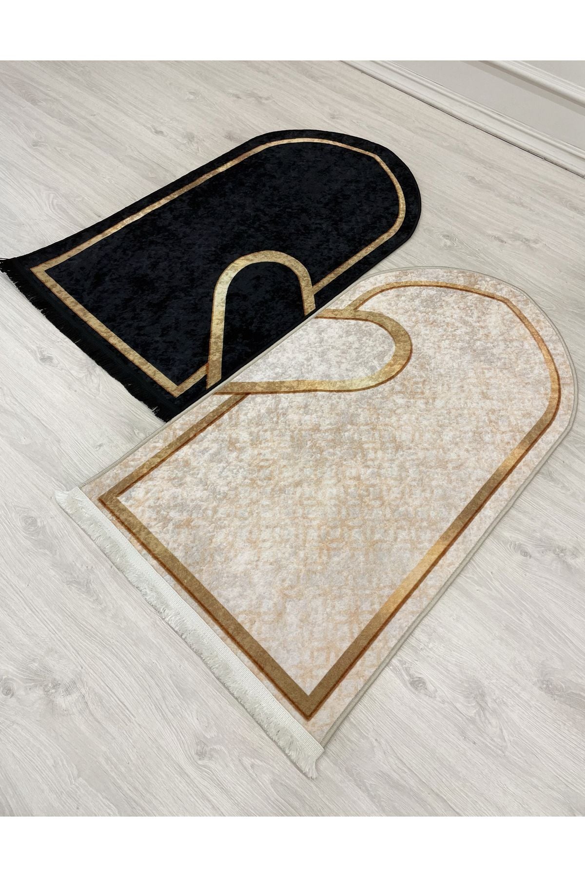 2-Piece Double Prayer Rug Set Size 75x125 BLACK - PURPLE