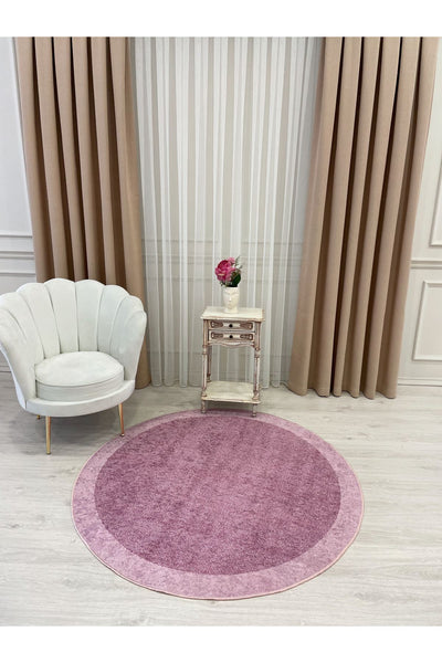 Pink - Decorative Rug with Wicker Jute Sisal Border Look