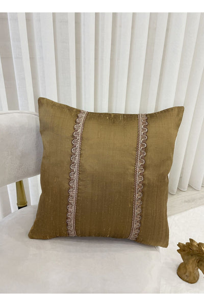 Imported Silk Cushion Pillow Cover with Cord (45x45) (Gold Color)