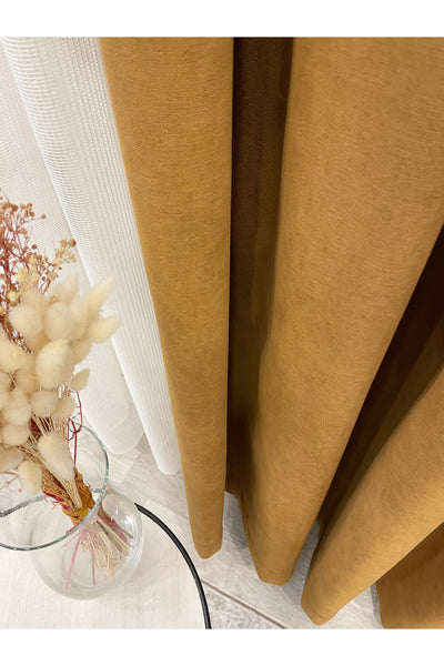 CAMEL Color 1/3 DENSE PLEAT Honeycomb Weave Soft Panama Blackout Curtain