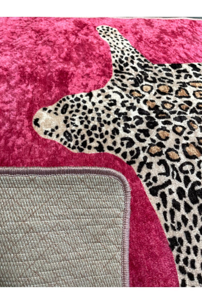 Leopard Pattern Washable 80x120 Single Bath Mat - Black