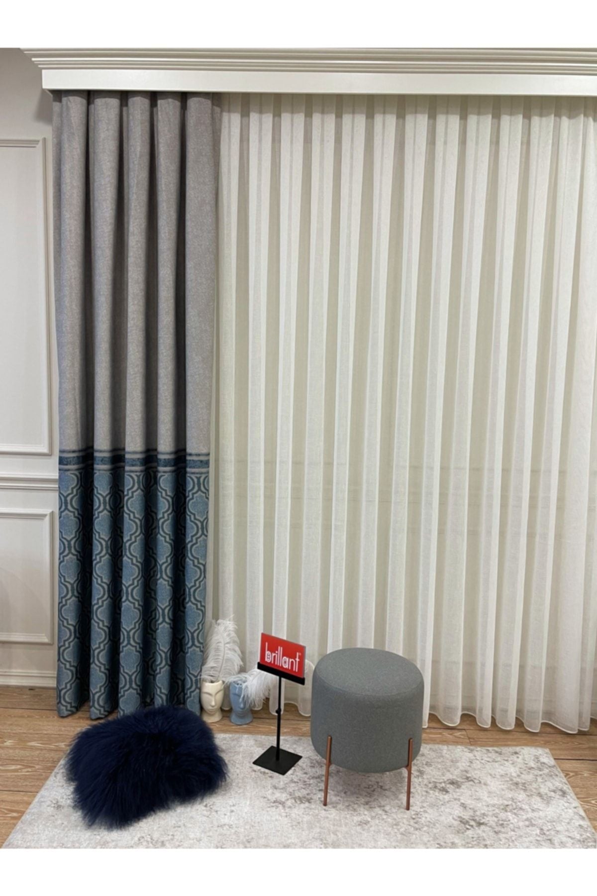 Blackout Room Darkening Printed Damask Pattern 1/2.50 Pleated Curtain Panel