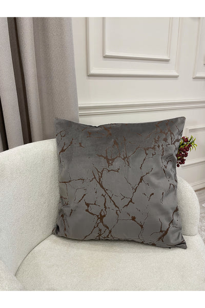 Set of 2 Velvet Throw Pillow Covers Ecru-Silver Foil (45X45)