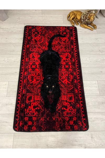 Cheetah Print Red Decorative Latex Rug