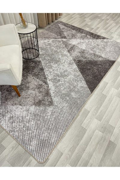 Gray Geometric Pattern Non-Slip Base Runner Rug